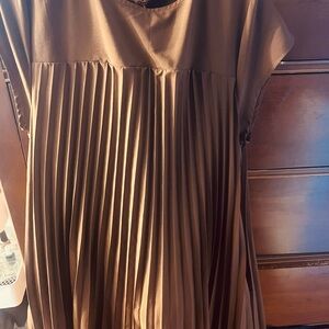 Chocolate Brown Pleated Dress